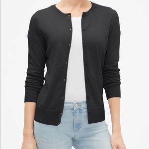 NWT GAP CREWNECK CARDIGAN BLACK LARGE